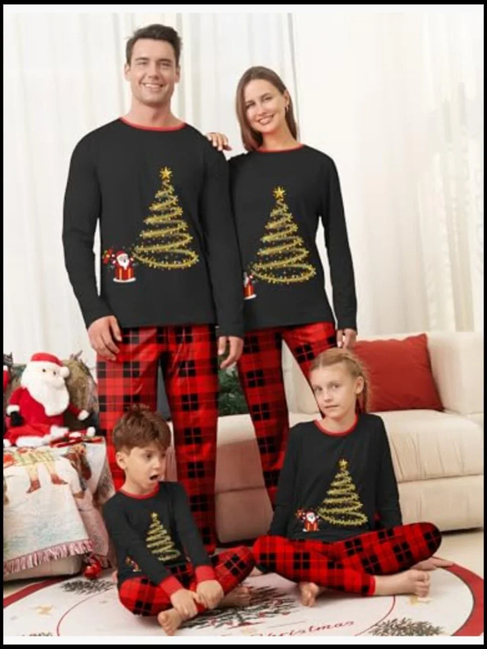 Long Sleeve Crew Neck Pajama Set with Pants, 100% Polyester